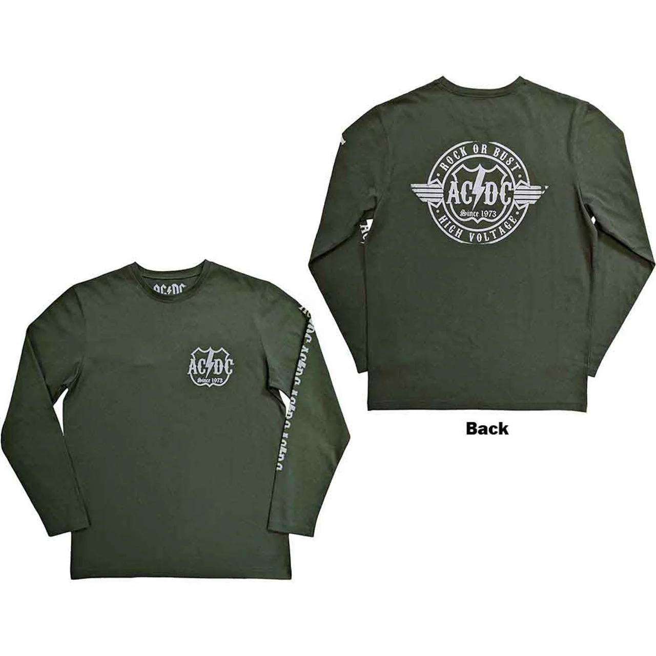 AC/DC Rock Or Bust Long Sleeve Green X-Large T-Shirt - Image 3