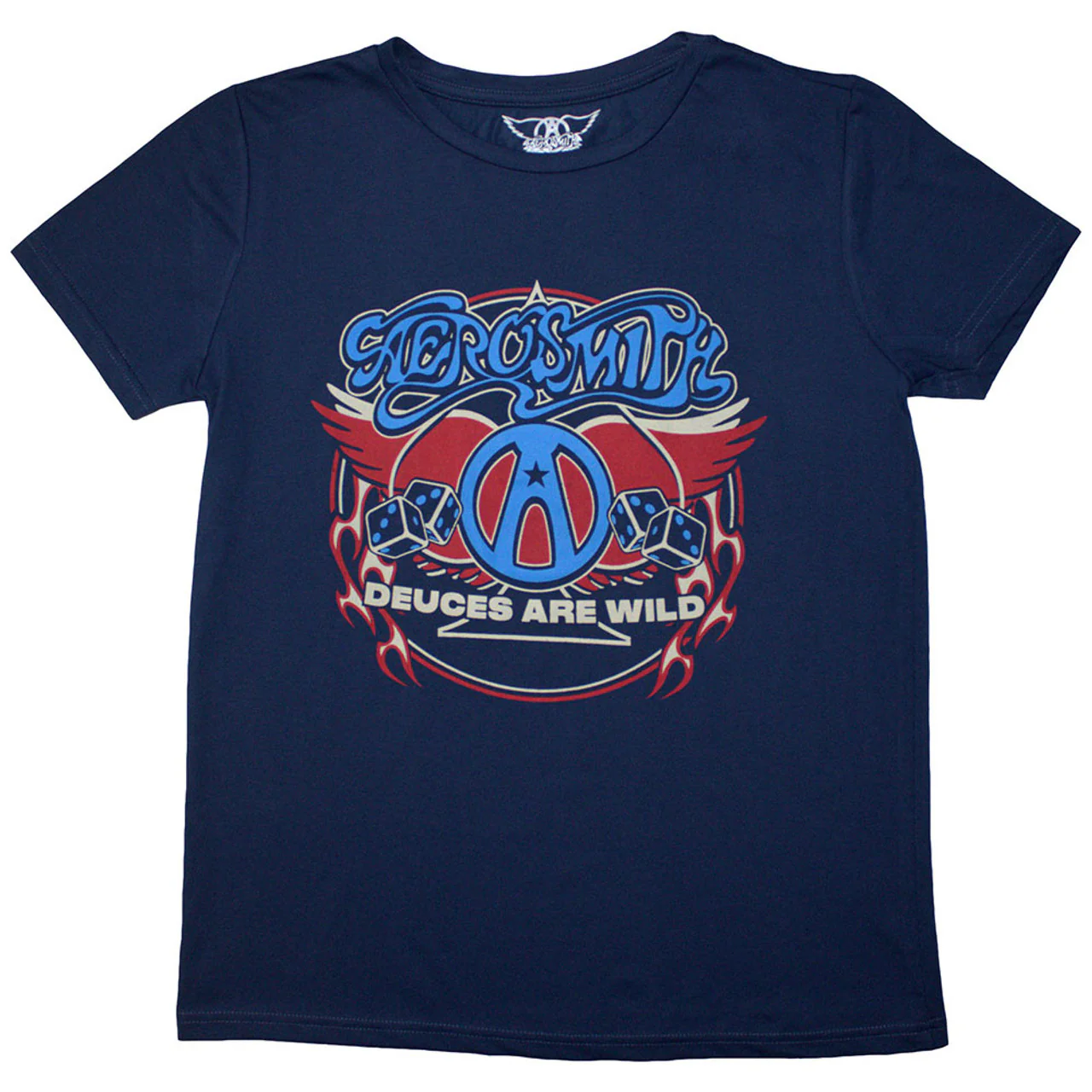 Aerosmith Rainbow Spade Denim Blue Ladies Large T-Shirt