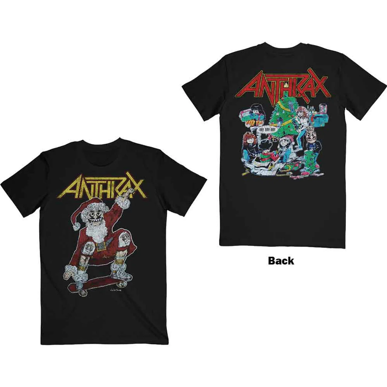 Anthrax Vintage Christmas Black X-Large T-Shirt - Image 3