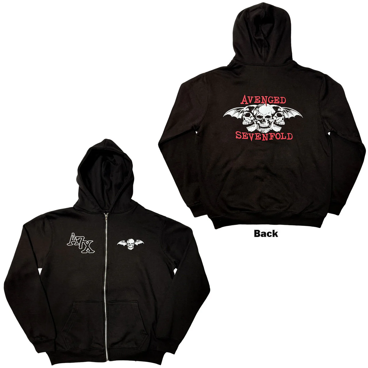 Avenged Sevenfold Dead Head Black Small Zipped Hoodie - Image 3