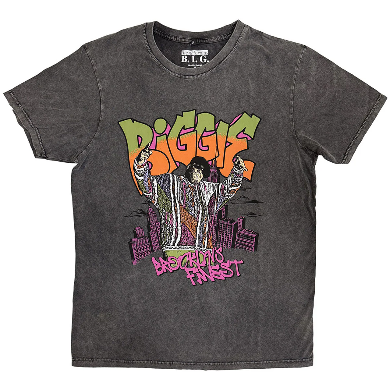 Biggie Smalls Cartoon Graffiti Charcoal Grey Small T-Shirt