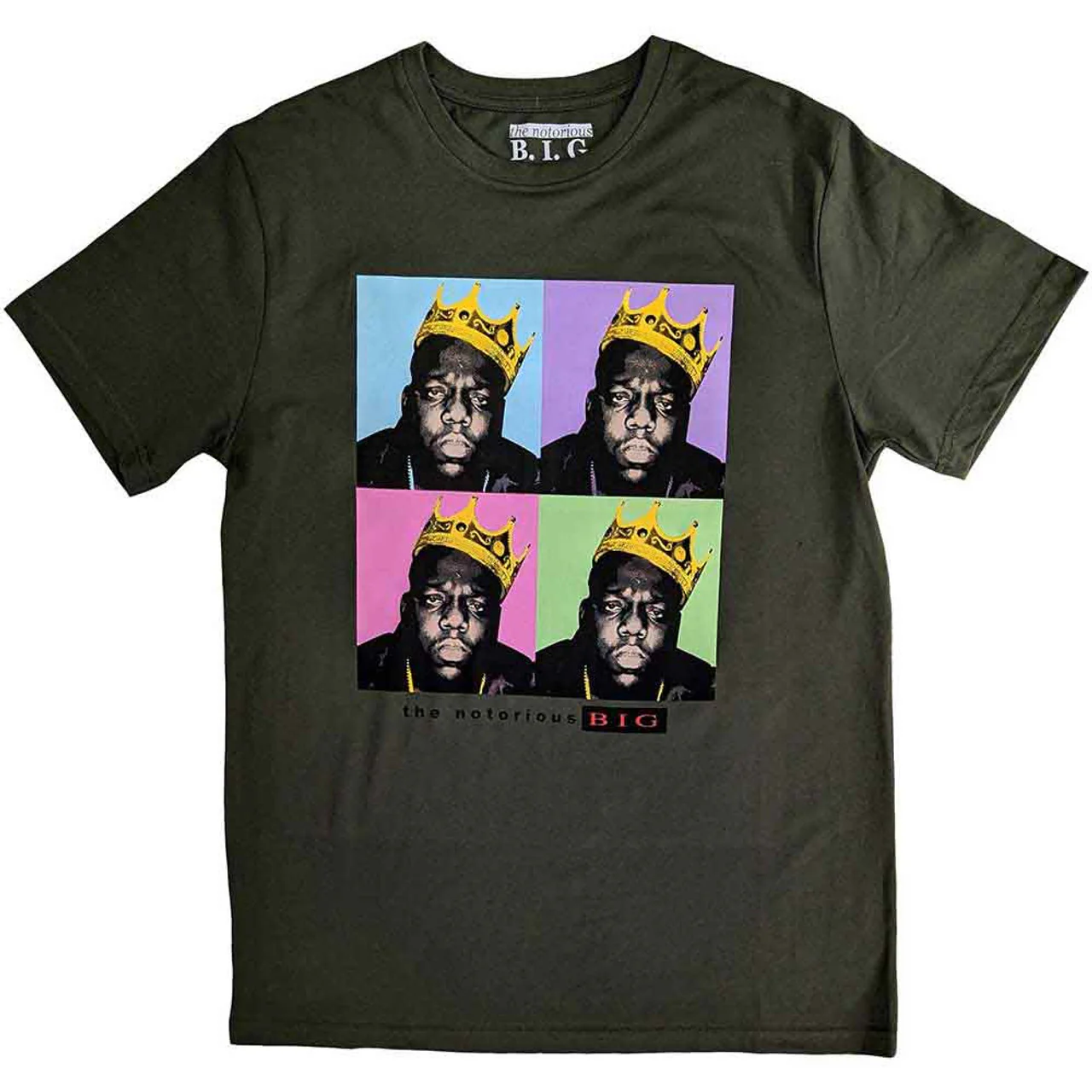 Biggie Smalls Crown Pop Art Green Small T-Shirt