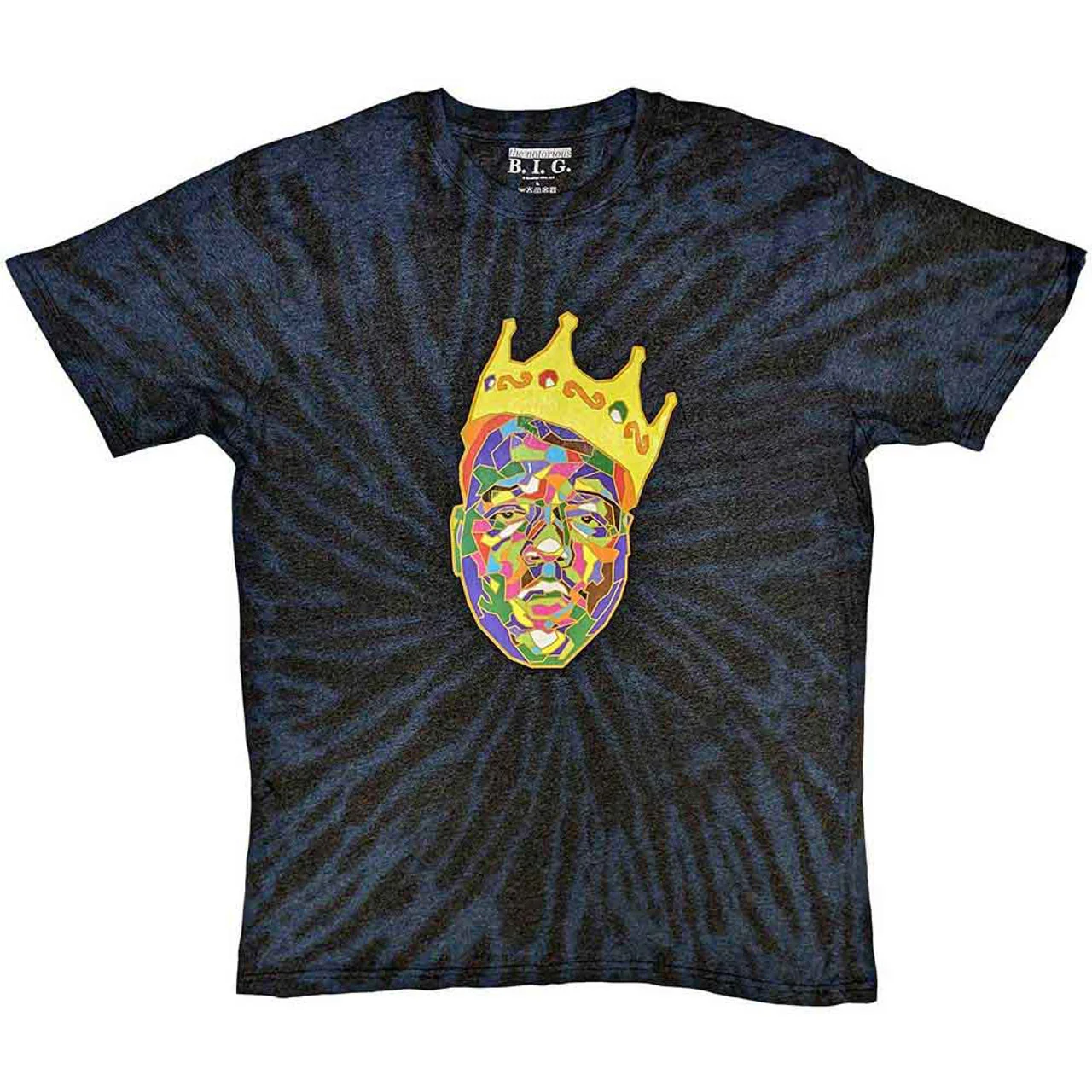 Biggie Smalls Crown Wash Blue Large T-Shirt