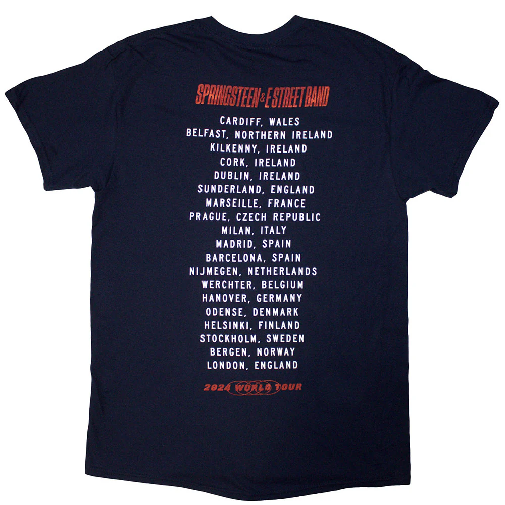 Bruce Springsteen Tour '24 Guitar Photo Navy Blue X-Large T-Shirt - Image 2