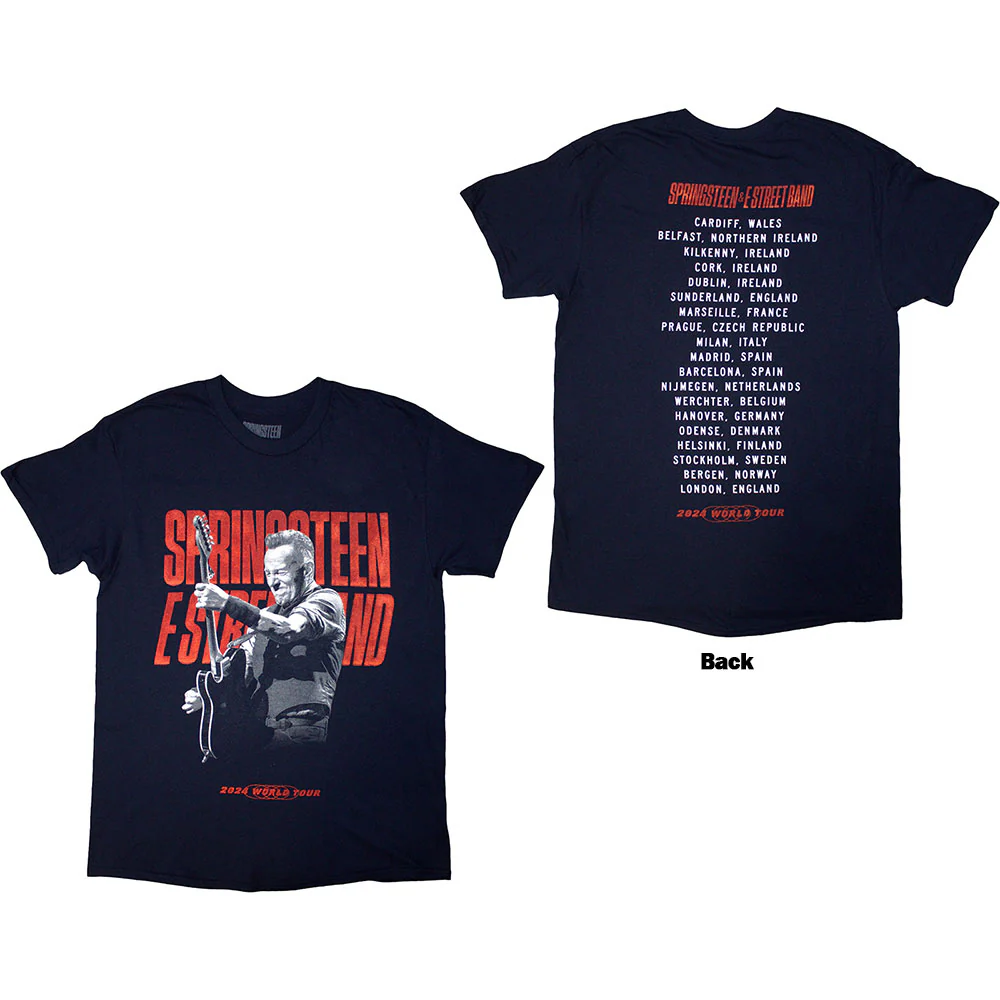 Bruce Springsteen Tour '24 Guitar Photo Navy Blue X-Large T-Shirt - Image 3