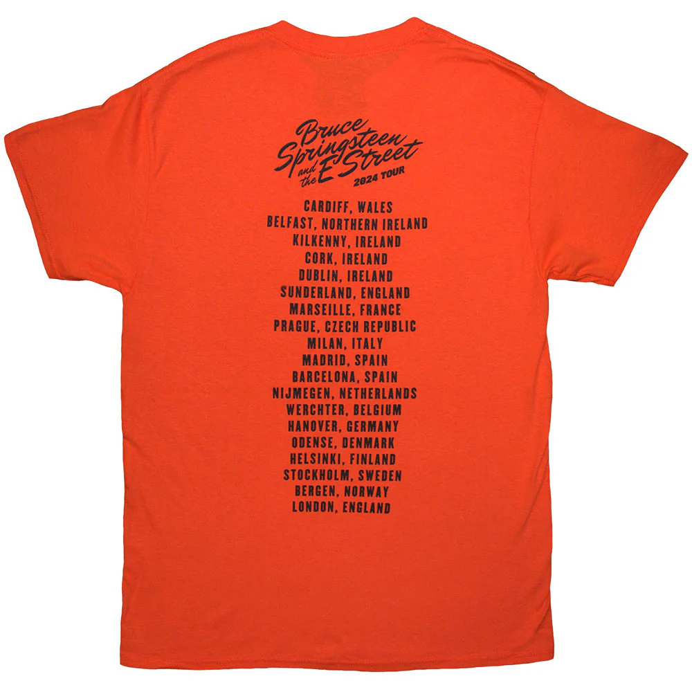 Bruce Springsteen Tour '24 River Font Orange X-Large T-Shirt - Image 2