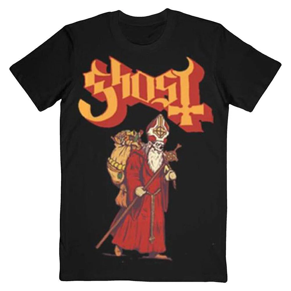 Ghost Greetings From Papa Noel Black Medium T-Shirt