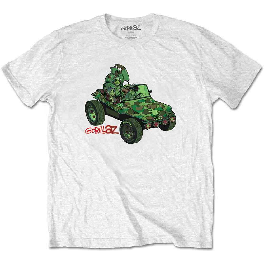 Gorillaz Green Jeep White Small T-Shirt