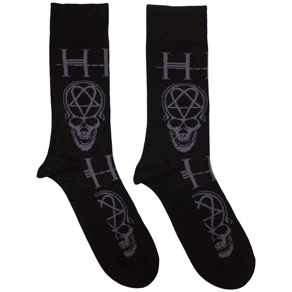 HIM Unisex Ankle Socks: Heartagram Skull (Black) (UK Size 7 - 11)