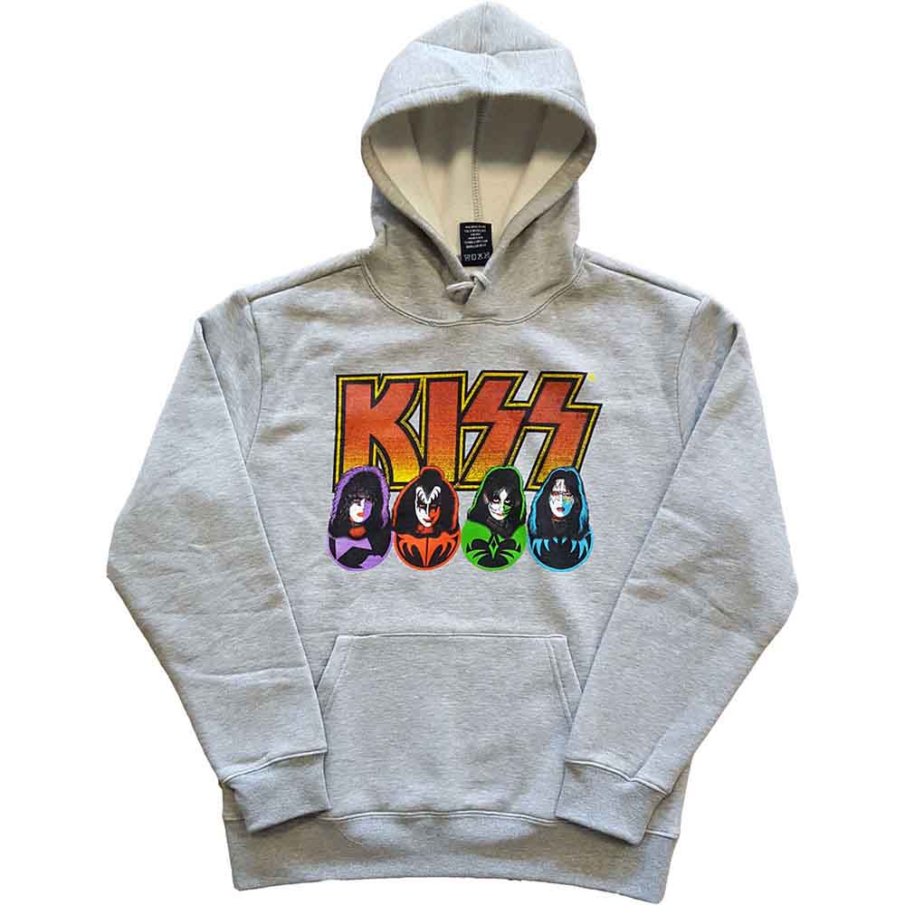 KISS Logo, Faces & Icons Grey Medium Hoodie