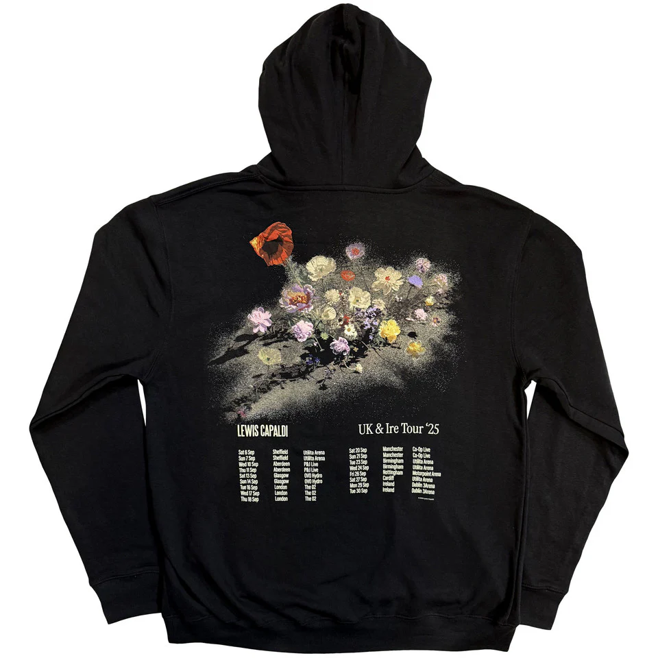 Lewis Capaldi Flowers Tour Black X-Large Hoodie - Image 2