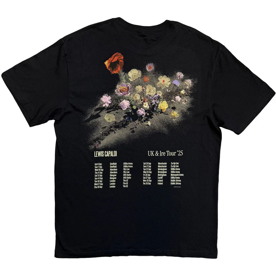 Liam Capaldi Flowers UK Tour '25 Black X-Large T-Shirt - Image 2