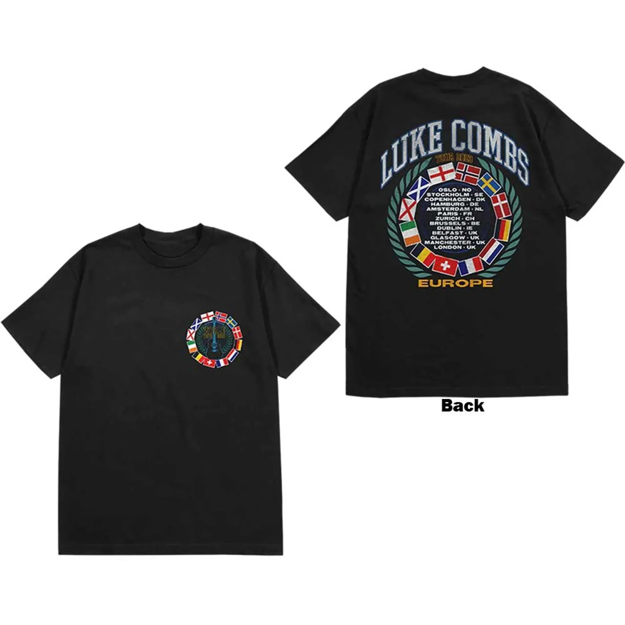 Luke Combs Tour '23 Flag Black Medium T-Shirt - Image 3
