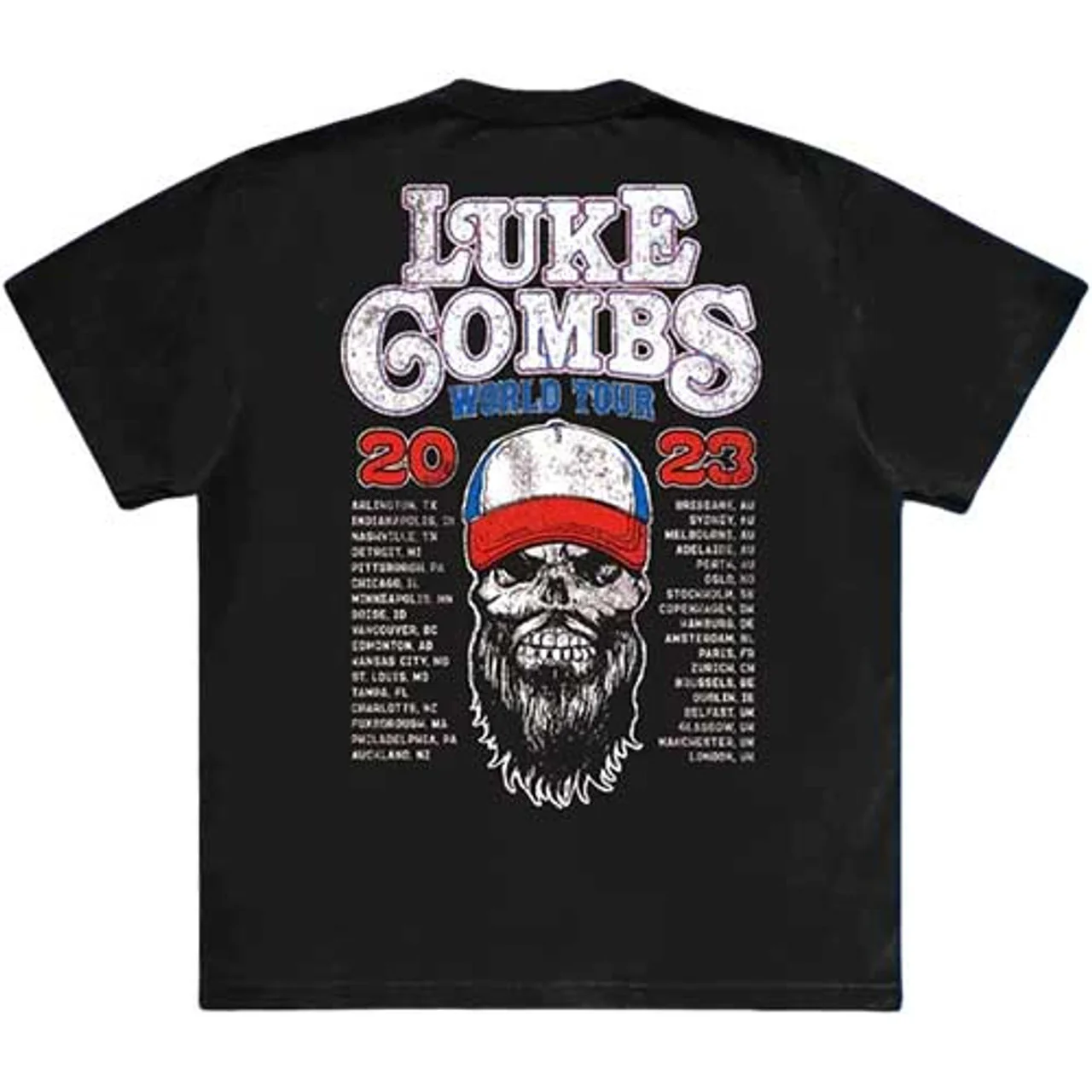 Luke Combs Tour '23 Skull Black Medium T-Shirt - Image 2