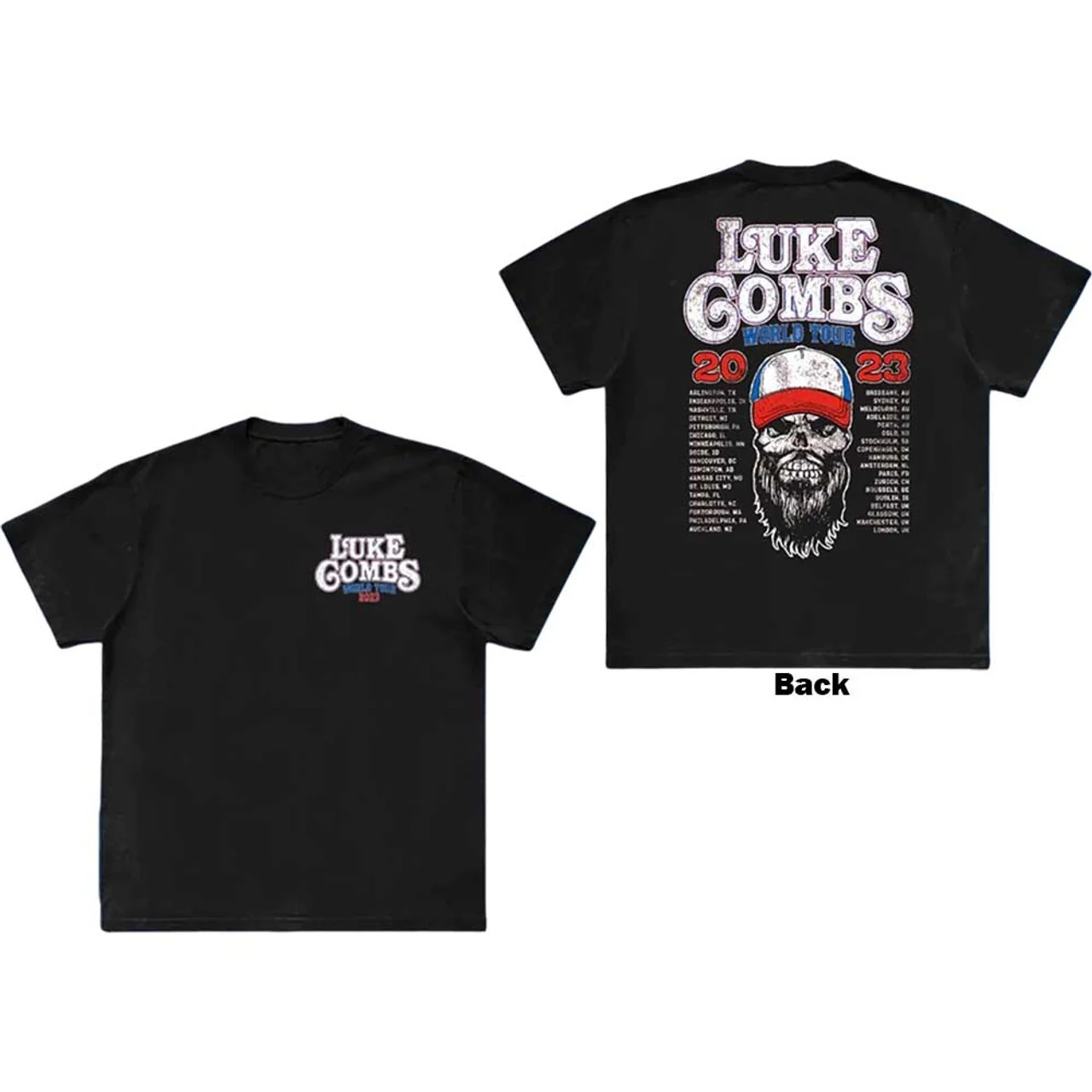 Luke Combs Tour '23 Skull Black Small T-Shirt - Image 3