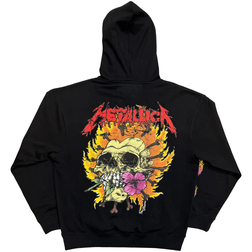 Metallica Flower Skull Black X-Large Hoodie - Image 2