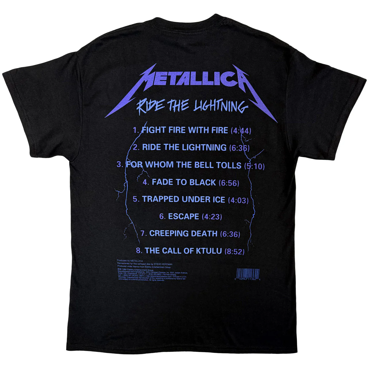 Metallica Ride The Lightning Tracks Black Small T-Shirt - Image 2