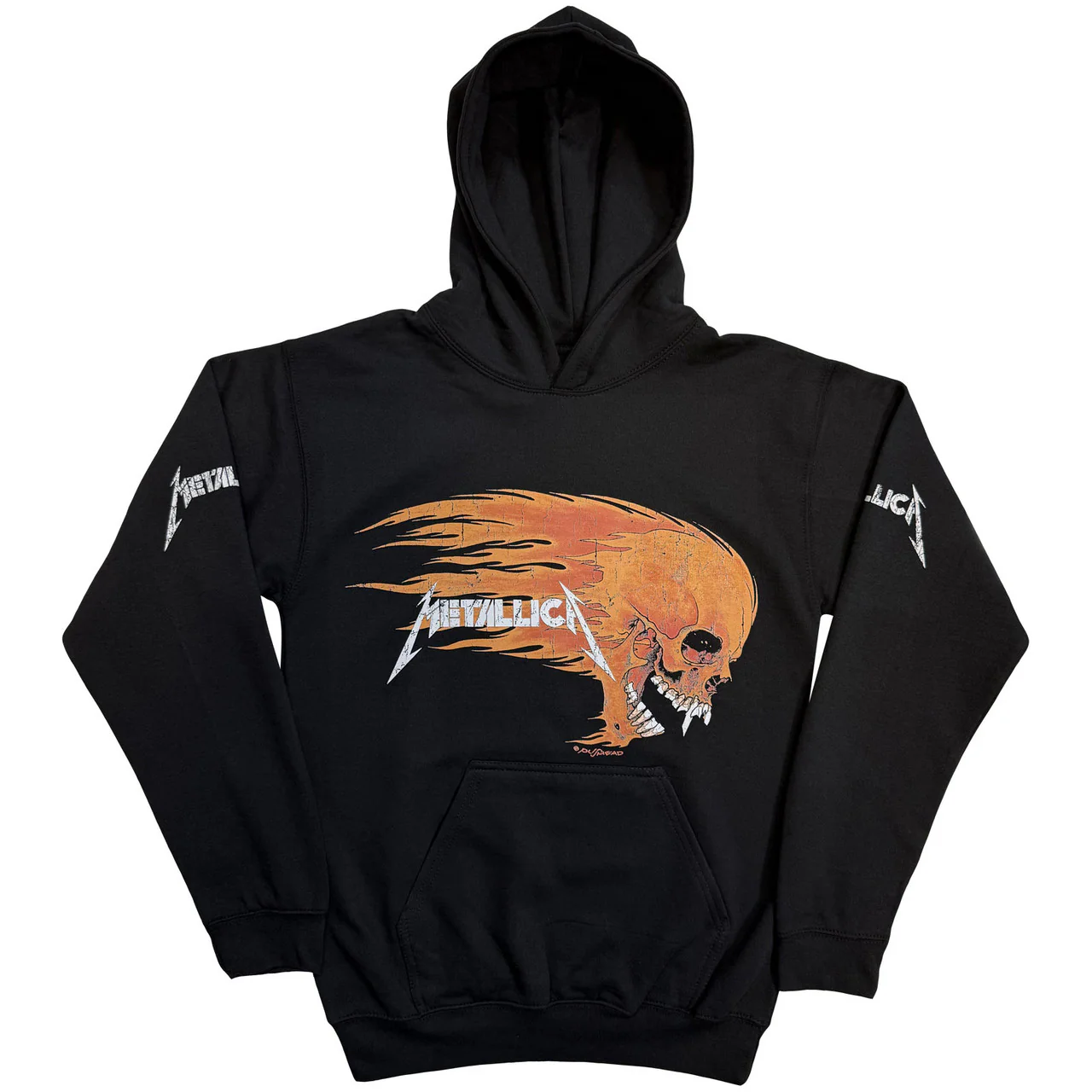 Metallica Worn Pushead Flaming Skull Black Large Hoodie