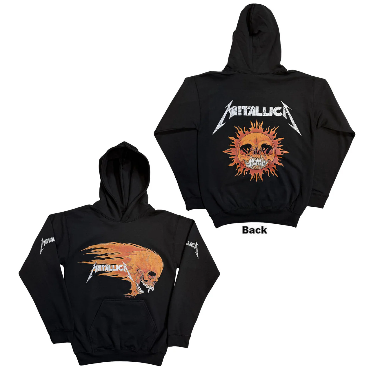 Metallica Worn Pushead Flaming Skull Black Large Hoodie - Image 3