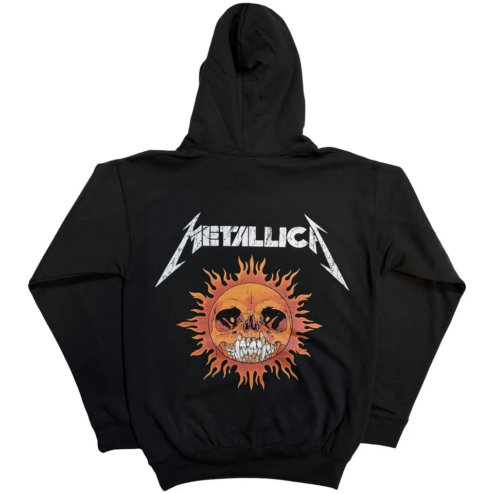 Metallica Worn Pushead Flaming Skull Black Small Hoodie - Image 2