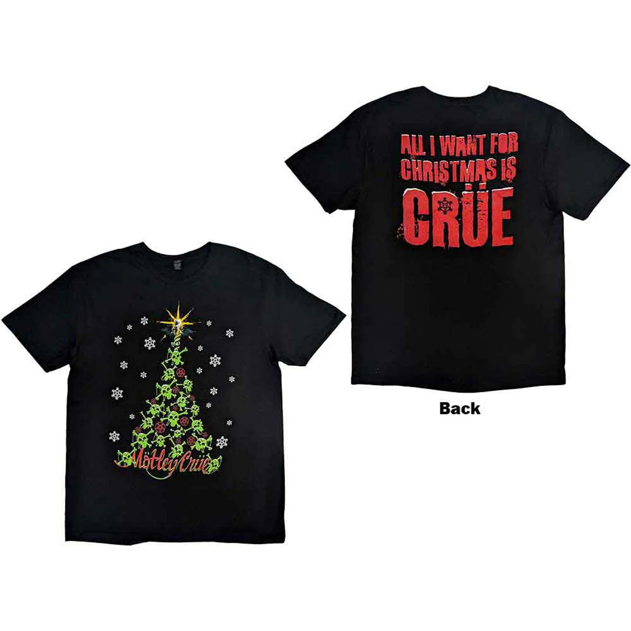 Motley Crue Christmas Crue Black Large T-Shirt - Image 3
