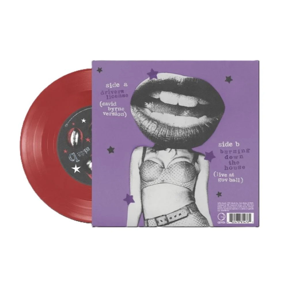 Olivia Rodrigo & David Byrne drivers license / Burning Down the House 7" Vinyl Single Red Translucent Colour 2026 - Image 2
