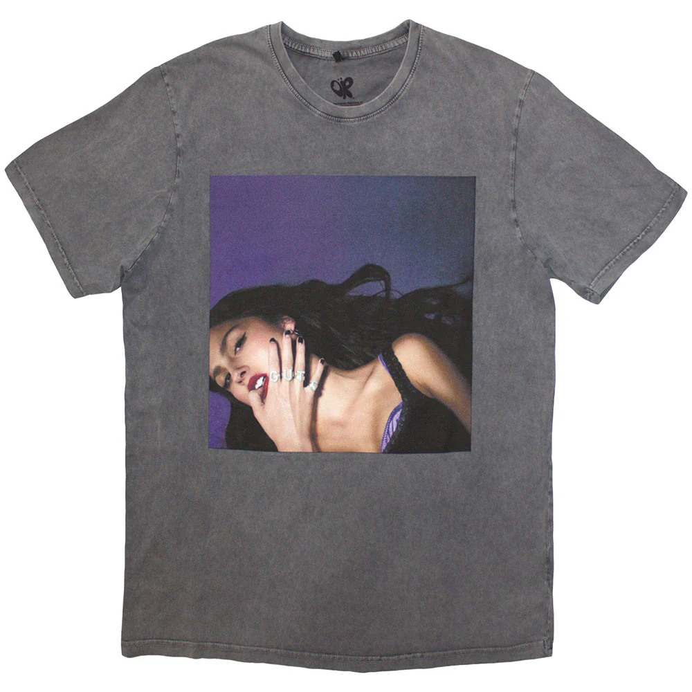 Olivia Rodrigo Guts Album Cover Grey Wash Large T-Shirt