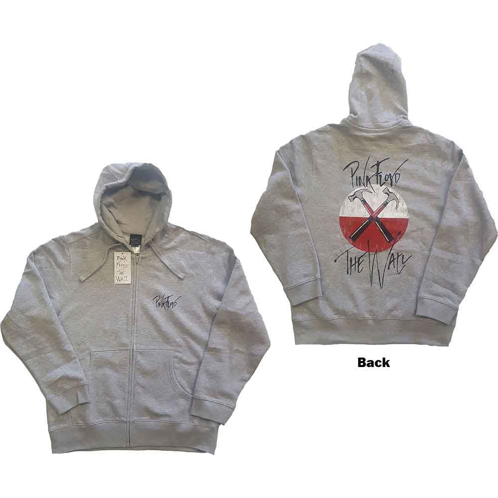 Pink Floyd The Wall Faded Hammers Logo Grey Small Hoodie - Image 3