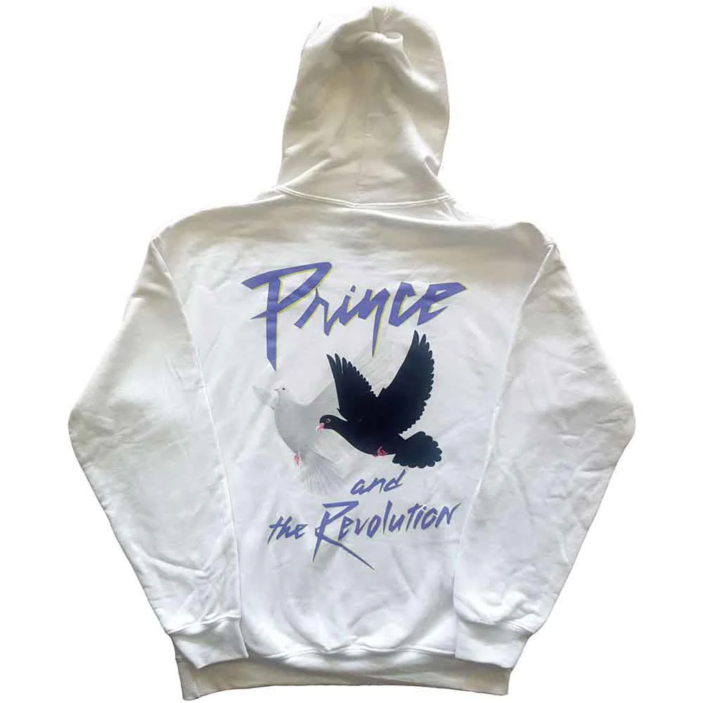 Prince Faces & Doves White Large Hoodie - Image 2