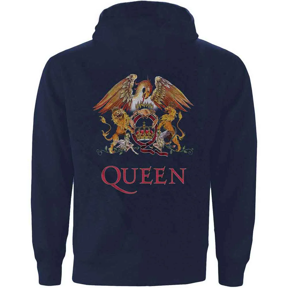 Queen Classic Crest Navy Blue Small Zipped Hoodie - Image 2
