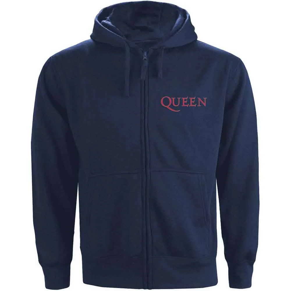 Queen Classic Crest Navy Blue Small Zipped Hoodie - Image 4