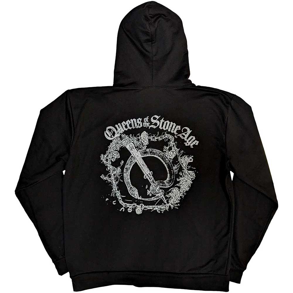 Queens Of The Stone Age Floral Chains Black Large Hoodie - Image 2