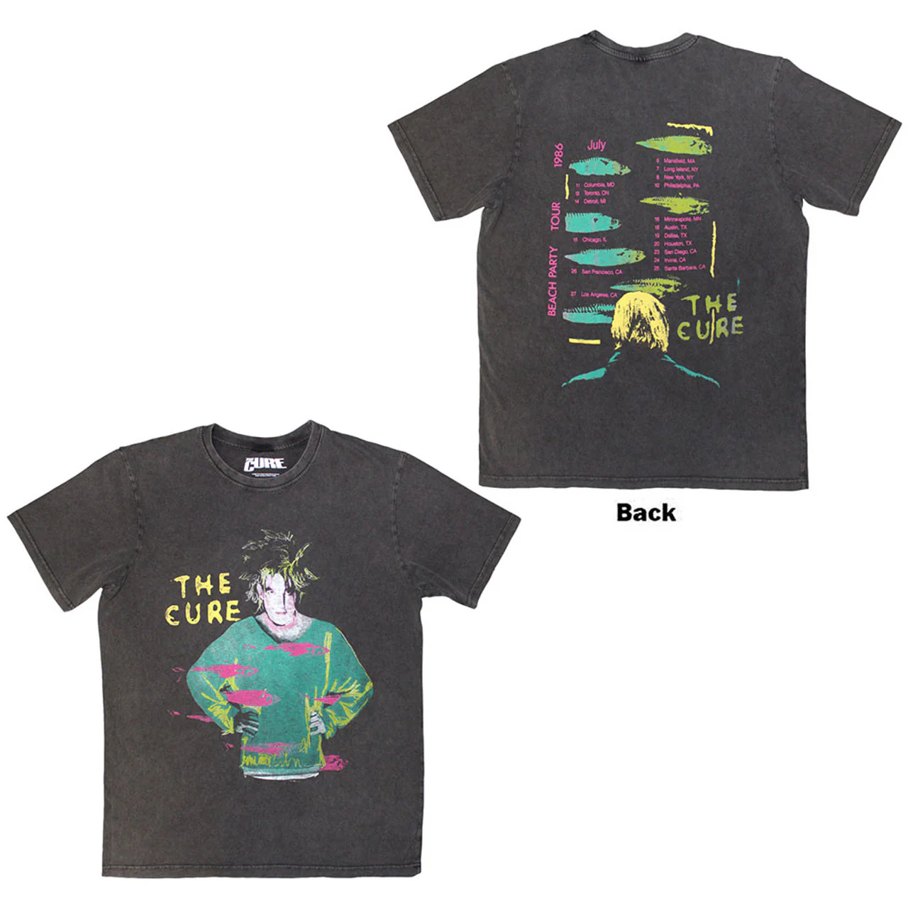 The Cure Beach Party Tour '86 Charcoal Grey Medium T-Shirt - Image 3