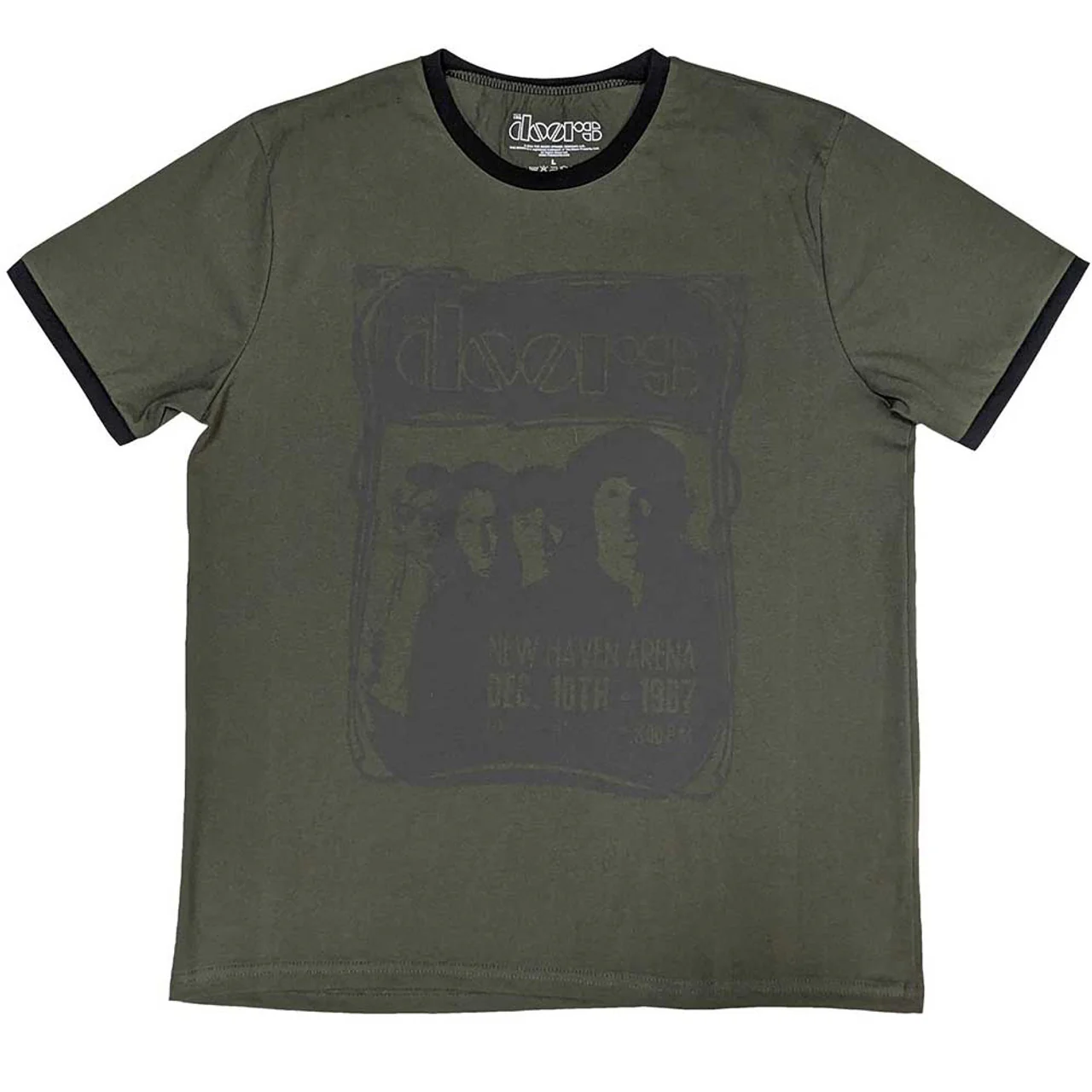 The Doors New Haven Frame Ringer Khaki Green Large T-Shirt
