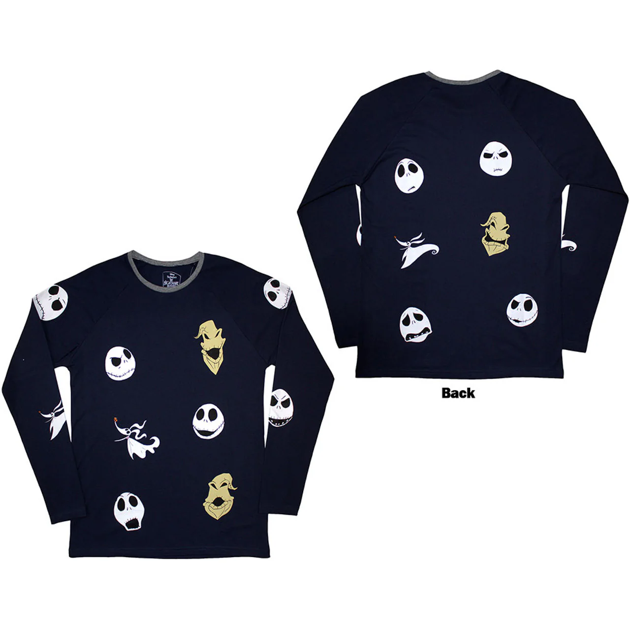The Nightmare Before Christmas Character Heads Navy Blue Long Sleeve Medium T-Shirt - Image 3