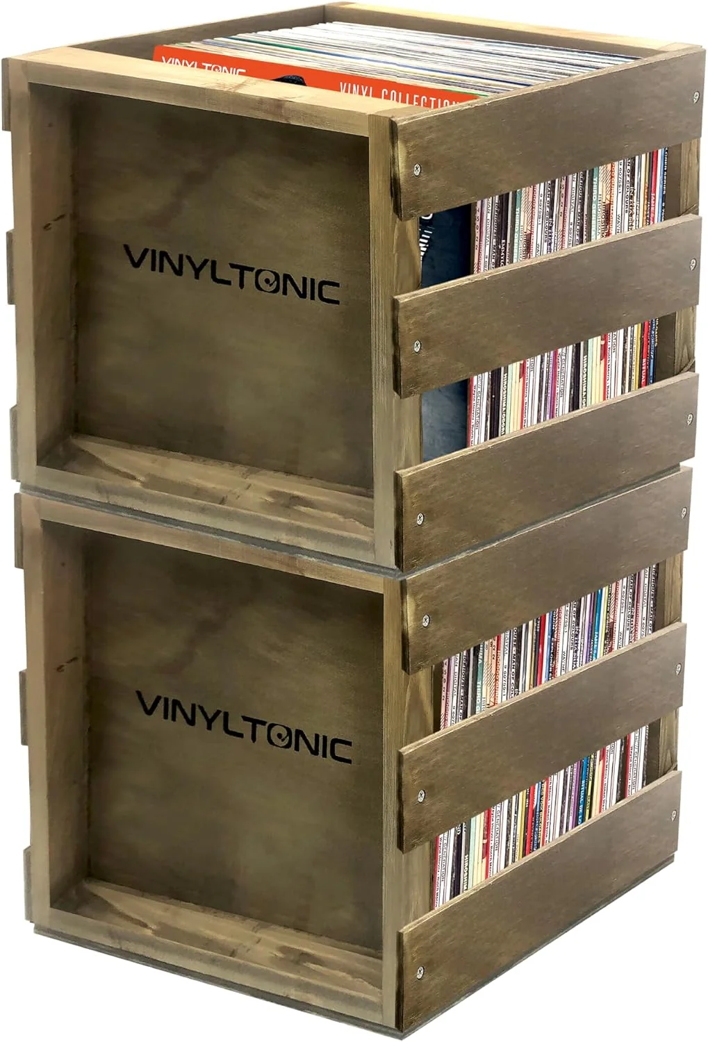 Vinyl 12" Record LP Wooden Storage Crate By Vinyltonic - Image 2