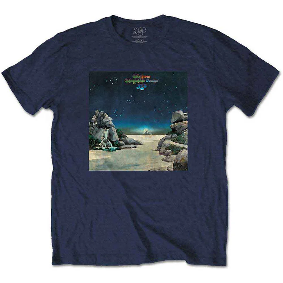 Yes Topographic Oceans Navy Blue XX-Large T-Shirt